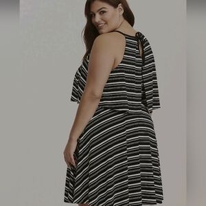 Torrid Black and White Striped Backless Dress